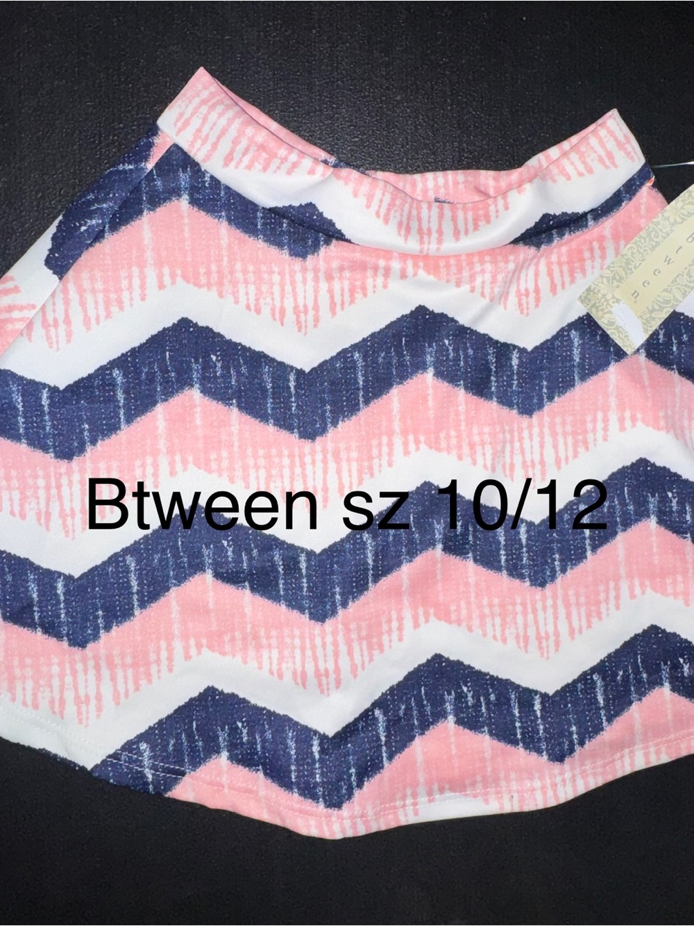 btween Pink and Navy Chevron Skirt